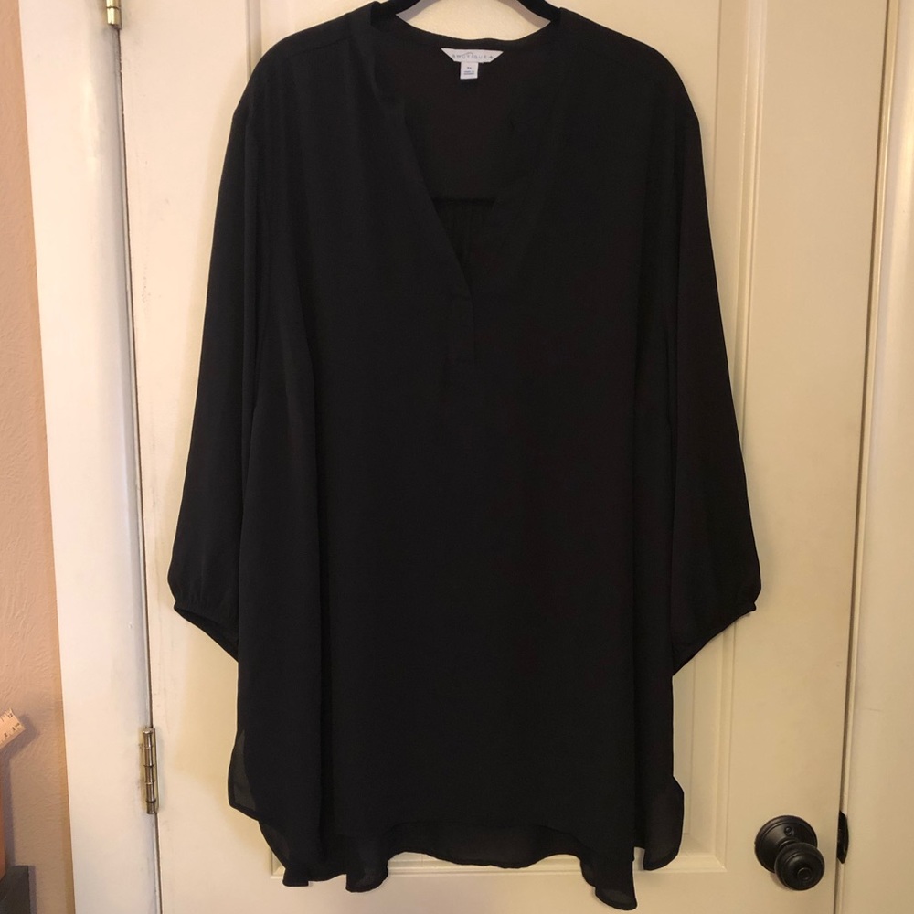 Black sheer 3/4 sleeve blouse
